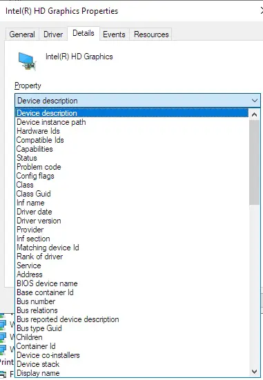 device properties 