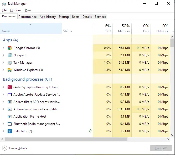 Task Manager simple view